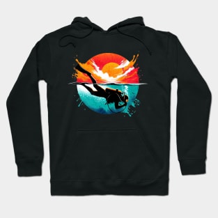 Scuba Diver Sunset Design Hoodie